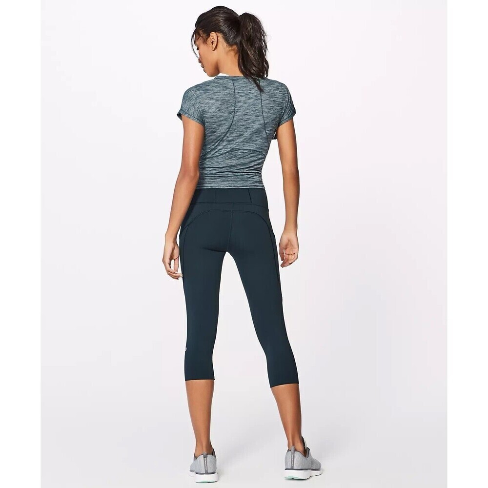 Lululemon Fast Free Crop II *Nulux 19" Grey Eucalyptus Size 8 - Picture 2 of 14